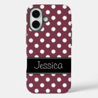 Preppy Burgundy und White Polka Dots Personalisier