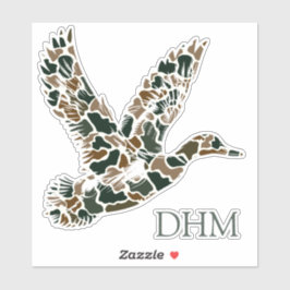 Preppy Camouflage Mallard Duck Monogram Aufkleber