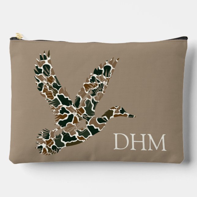 Preppy Camouflage Mallard Duck Monogram Zubehörtasche (Vorderseite)