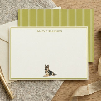 Preppy Chartreuse Streifen Deutsche Schäferhunde Briefpapier