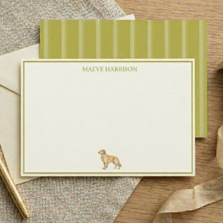 Preppy-Chartreuse-Streifen-Golden-Retriever Briefpapier