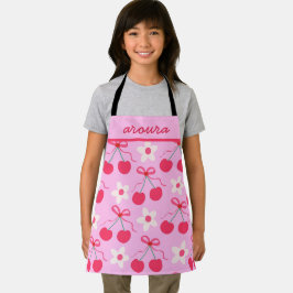 Preppy Cherries mit Red Bows und Blume Name Schürze