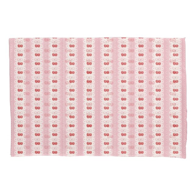 Preppy Cherry Stripes - Pink and Off White Kissenbezug (Vorderseite)
