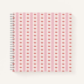 Preppy Cherry Stripes - Pink and Off White Notizbuch