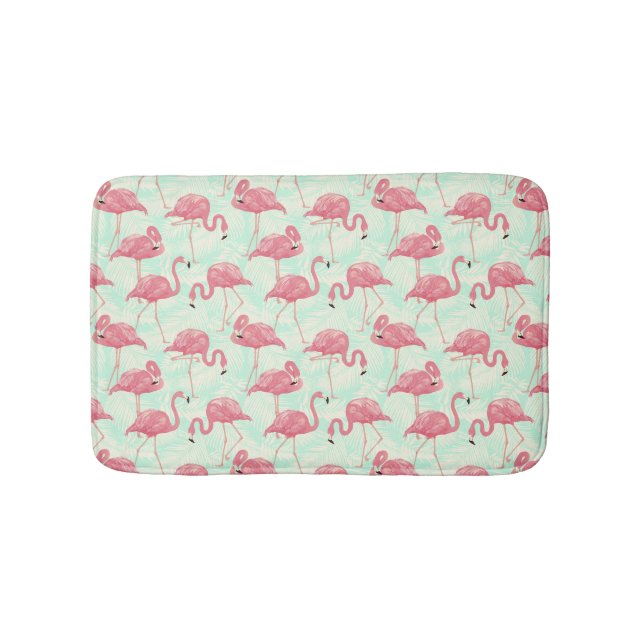 Preppy Chic Elegant rosa Flamingo Muster Badematte (Vorderseite)