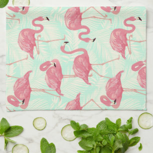 Preppy Chic Elegant rosa Flamingo Muster Geschirrtuch