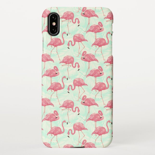 Preppy Chic Elegant rosa Flamingo Muster iPhone Hülle (Rückseite)