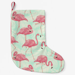 Preppy Chic Elegant rosa Flamingo Muster Kleiner Weihnachtsstrumpf