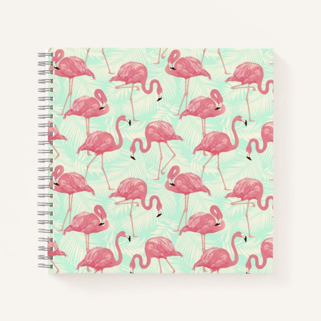 Preppy Chic Elegant rosa Flamingo Muster Notizbuch (Vorderseite)