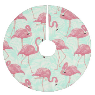 Preppy Chic Elegant rosa Flamingo Muster Polyester Weihnachtsbaumdecke