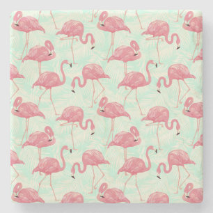 Preppy Chic Elegant rosa Flamingo Muster Steinuntersetzer
