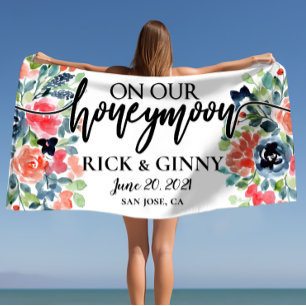 Preppy Chic Floral Honeymoon Geschenke Personalisi Strandtuch