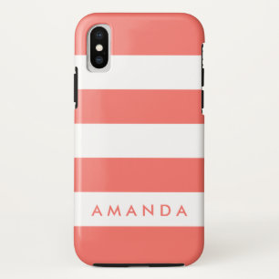 Preppy chic Living coral Striping personalisiert Case-Mate iPhone Hülle
