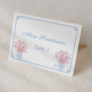 Preppy Chic Pink und Blue Wedding Platzkarte Tischnummer
