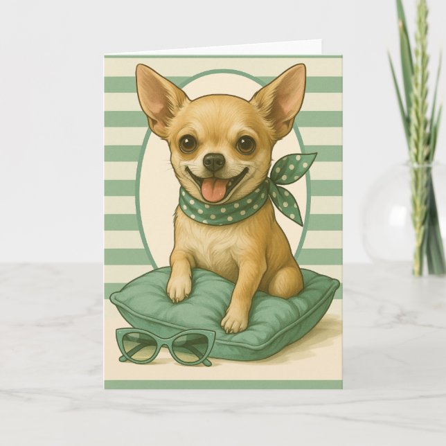Preppy Chihuahua Karte (Vorderseite)