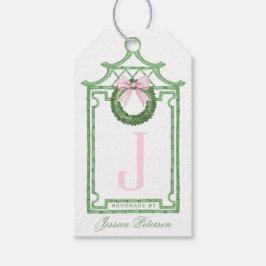 Preppy Chinoiserie Christmas Pagoda Monogram Geschenkanhänger