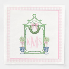 Preppy Chinoiserie Christmas Pagoda Monogram Serviette