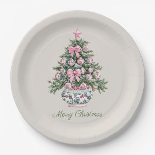 Preppy Chinoiserie Weihnachtsbaum Personalisiert Pappteller