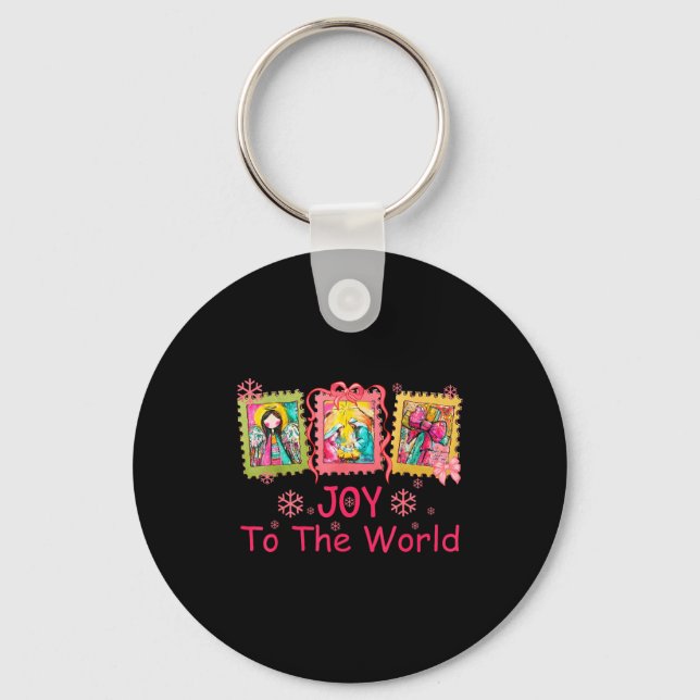 Preppy Christian Christmas Joy Coquette Jesus Nati Schlüsselanhänger (Vorderseite)