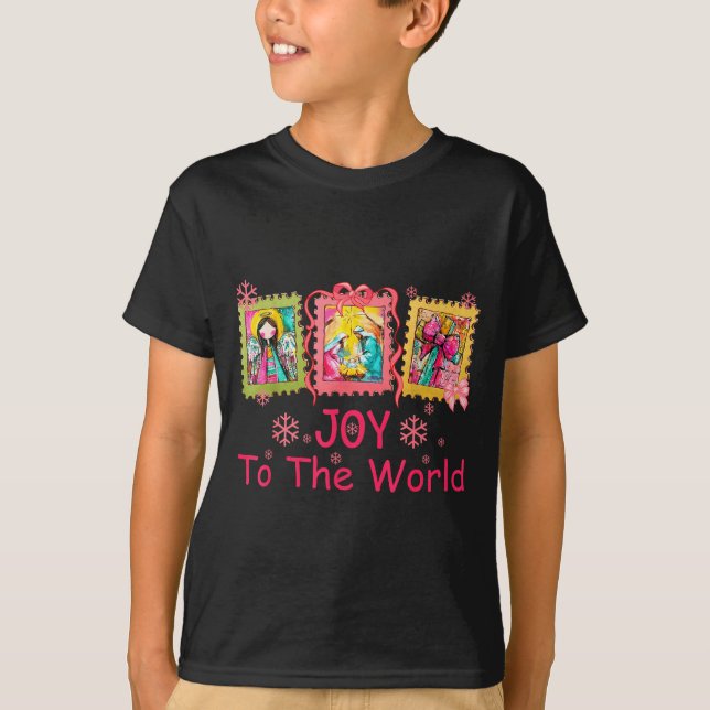Preppy Christian Christmas Joy Coquette Jesus Nati T-Shirt (Vorderseite)