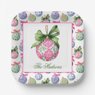 Preppy Christmas Baubles Ornamente Personalisiert Pappteller