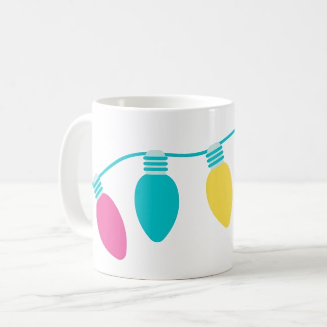 Preppy Christmas Lights Personalisiert Kaffeetasse (Vorderseite Links)