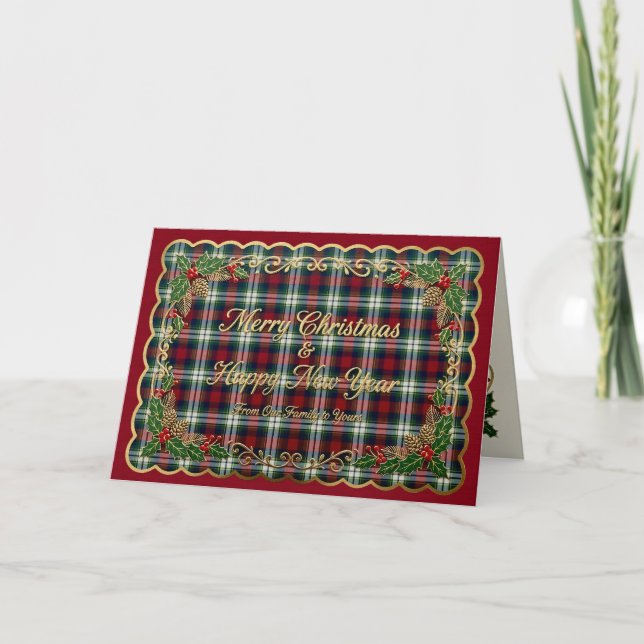 Preppy Christmas Plaid  Feiertagskarte (Vorderseite)
