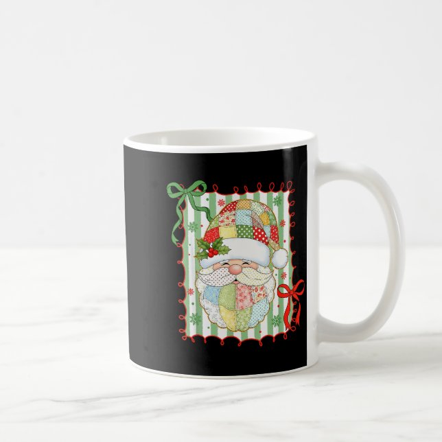 Preppy Christmas Santa Claus Patchwork Xmas Women  Kaffeetasse (Rechts)