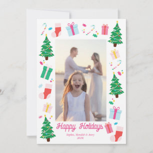 Preppy Christmas Tree Holiday Foto Card Feiertagskarte