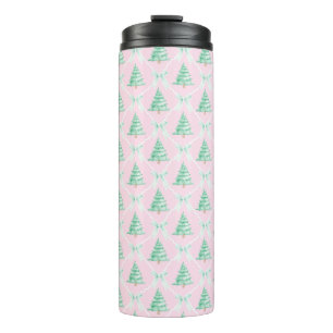 Preppy Christmas Trees and Bows Thermosbecher