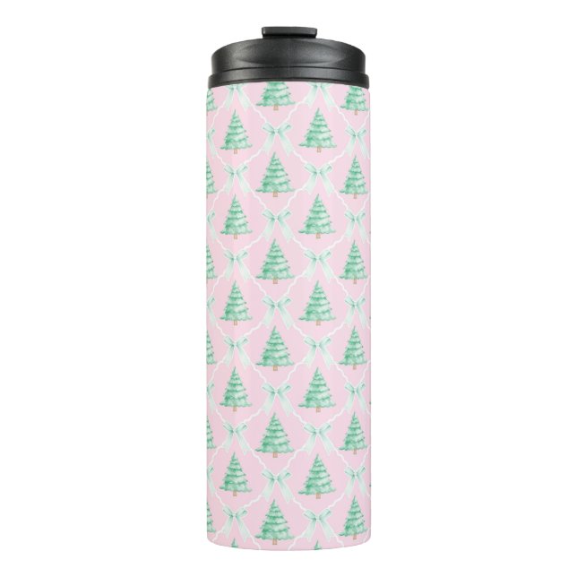 Preppy Christmas Trees and Bows Thermosbecher (Vorderseite)