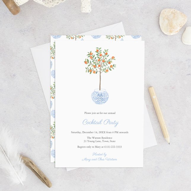 Preppy Citrus Ginger Jar Holidays Cocktail Party Einladung (Von Creator hochgeladen)