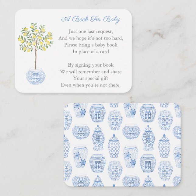 Preppy Citrus Lemon Tree bringen ein Buch Baby Dus Begleitkarte (Vorne/Hinten)