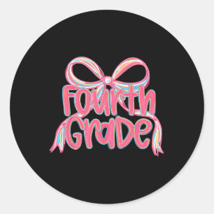 Preppy Ck Zur Schule 4. Klasse Rosa Coquette-Schle Runder Aufkleber