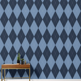 Preppy Classic Argyle Navy & Smoke Blau Tapete