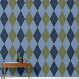 Preppy Classic Argyle Smoke Blau, Navy Armee Grün Tapete