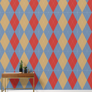 Preppy Classic Argyle Smoke Blau, Scheunenrot und Tapete