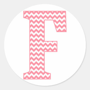 Preppy Classic Pink Chevon Letter F Monogram Runder Aufkleber