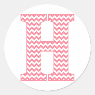 Preppy Classic Pink Chevon Letter H Monogram Runder Aufkleber