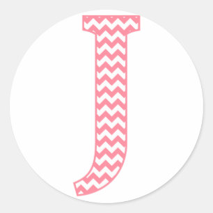 Preppy Classic Pink Chevon Letter J Monogram Runder Aufkleber