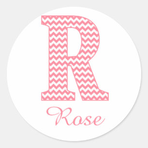 Preppy Classic Pink Chevon Letter R Monogram Runder Aufkleber