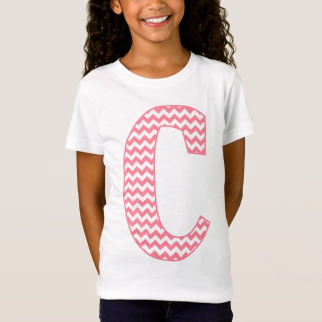 Preppy Classic Pink Zickzack Letter C Monogram T-Shirt (Vorderseite)