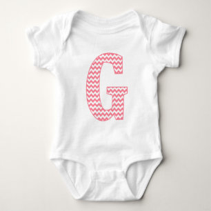 Preppy Classic Pink Zickzack Letter G Monogram Baby Strampler
