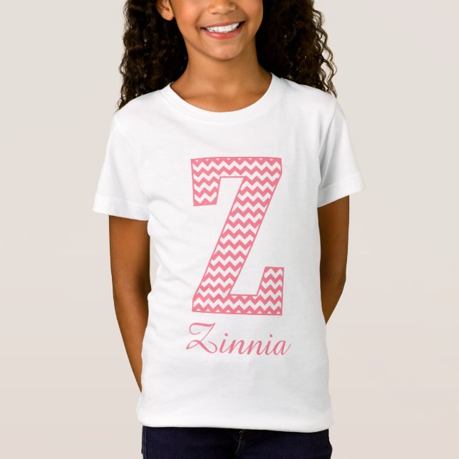 Preppy Classic Pink Zickzack Letter Z Monogram T-Shirt (Vorderseite)