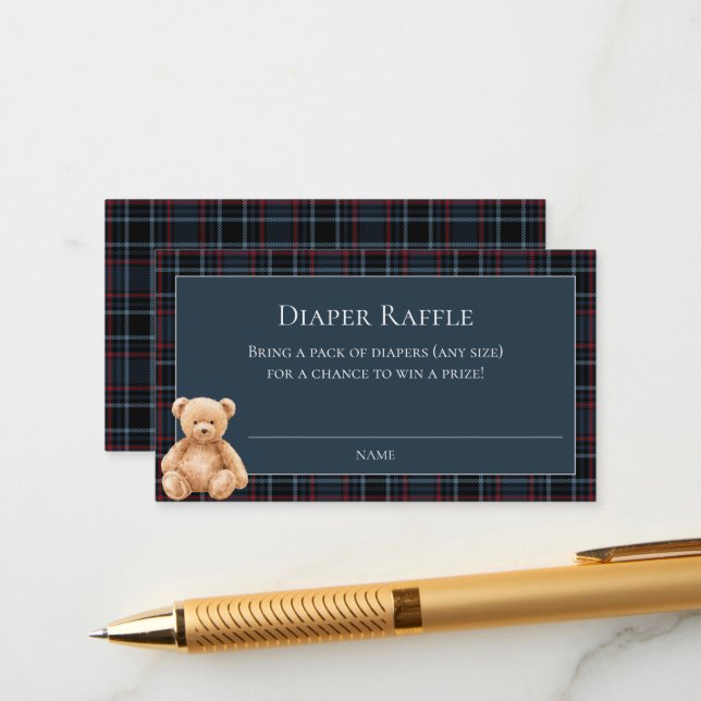 Preppy Classic Teddy Bear Baby Shower  Begleitkarte (Vorderseite/Rückseite Beispiel)