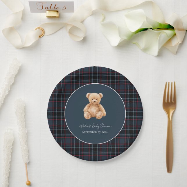 Preppy Classic Teddy Bear Baby Shower  Pappteller (Hochzeit)
