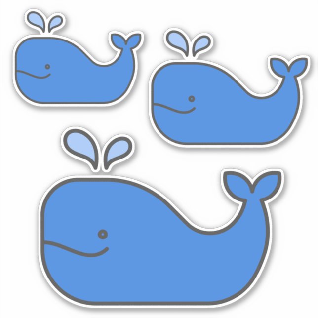 Preppy Coastal Blue Whales Aufkleber (Vorderseite)
