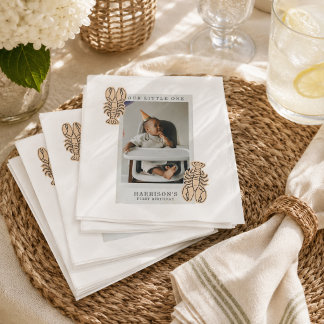 Preppy Coastal Hummer Erster Geburtstag Serviette