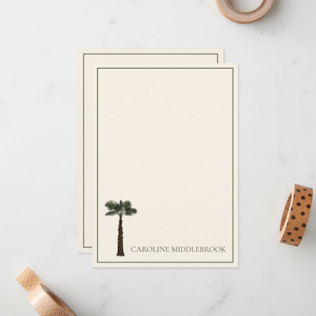Preppy Coastal Palm Tree Personalized Mitteilungskarte (Vorderseite/Rückseite Beispiel)