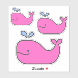 Preppy Coastal Pink Whales Aufkleber